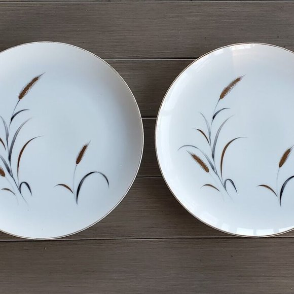 Set of 2 CTS Eternal Harvest Dinner Plates Gold & Silver CTS Vintage Mid Century - Picture 5 of 12